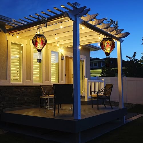 Miniatura 2 de Linterna solar con globo de aire caliente, decoración al aire libre, luz solar colgante de llama, impermeable, para patio, jardín, patio, decoración