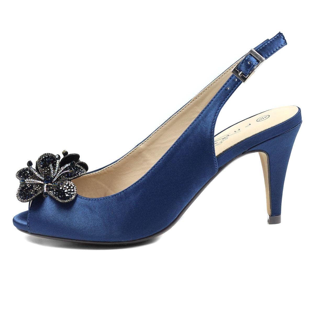 LunarLadies Ankara Navy Peep Toe Slingback - Main Image