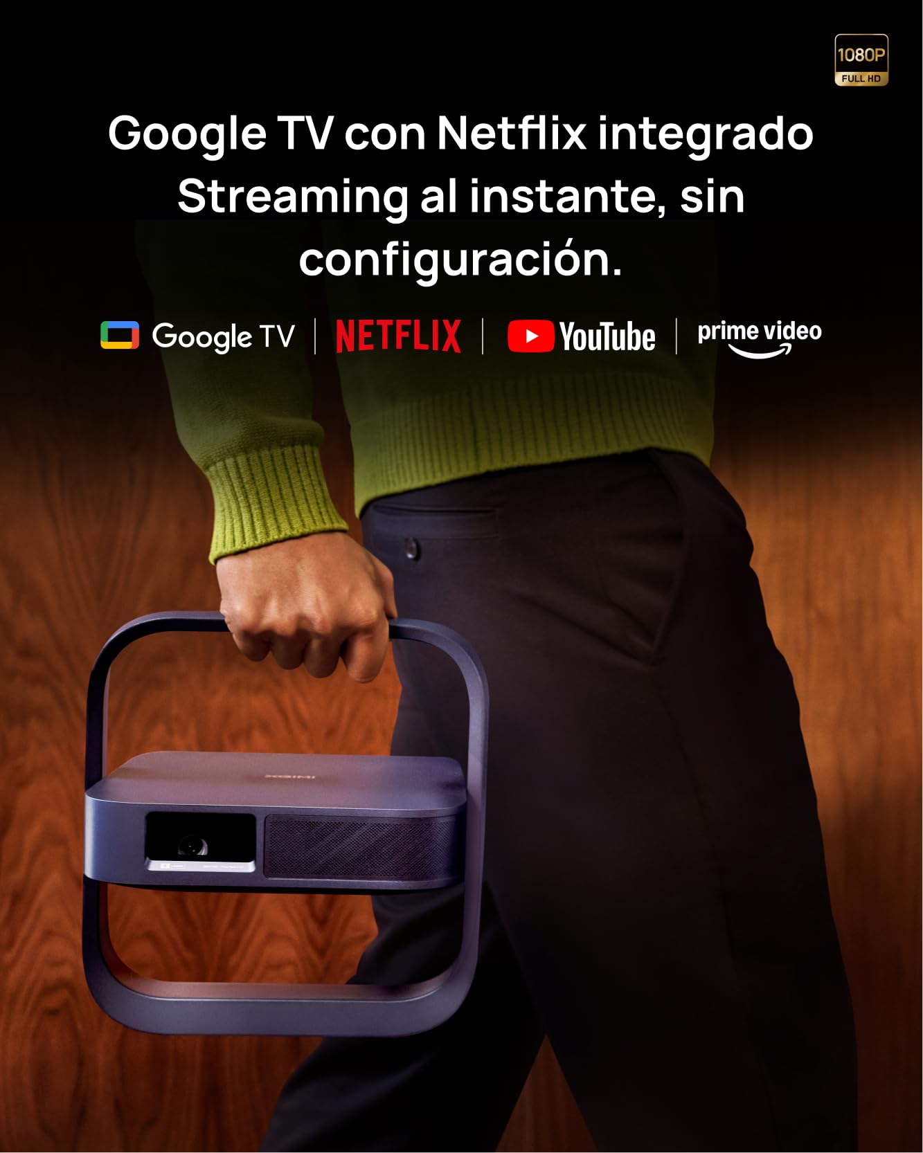 XGIMI Elfin Flip Laser Proyector Portátil 1080P con Google TV y Netflix