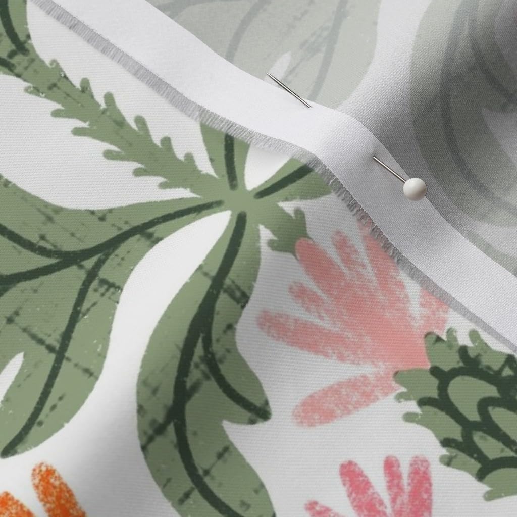 Spoonflower Fabric - Victorian Floral Art Nouveau Vintage Style Retro Cottage Core Printed on Organic Cotton Sateen Fabric by The Yard - Sewing Quilting Apparel Home Decor