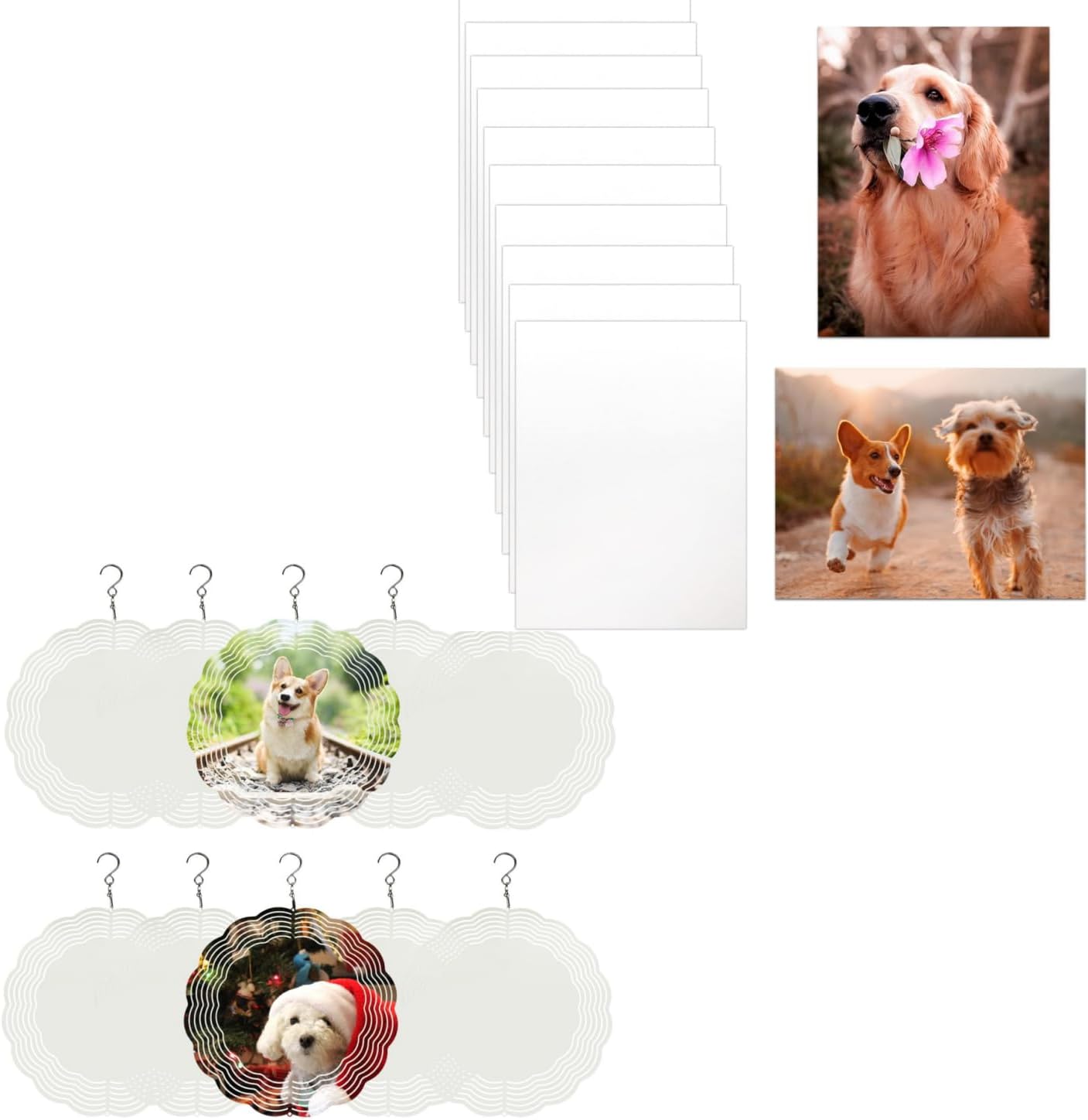 10x12 Inch 10 Pcs Sublimation Photo Blanks with 8 Inch 5 Pack Sublimation Wind Spinner Blanks