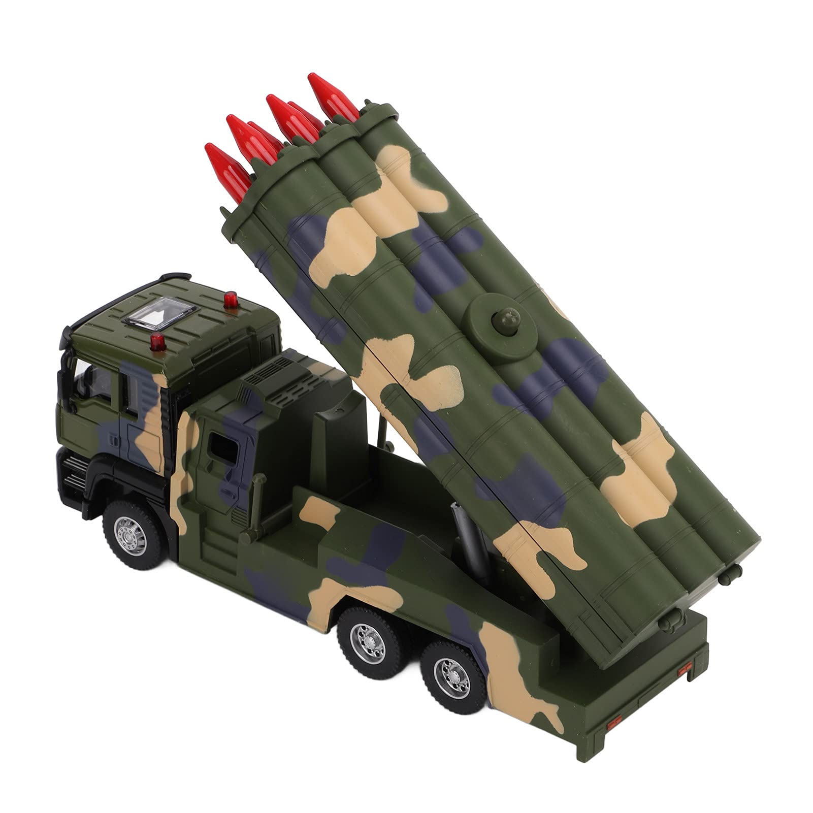 Dilwe Modello di Veicolo Militare a Razzo 1/50, Lancio di Razzi Sollevabile, Alluminio Premium + ABS, Auto Giocattolo a Razzo a Trazione Posteriore con Suono e LED, di Decorazione