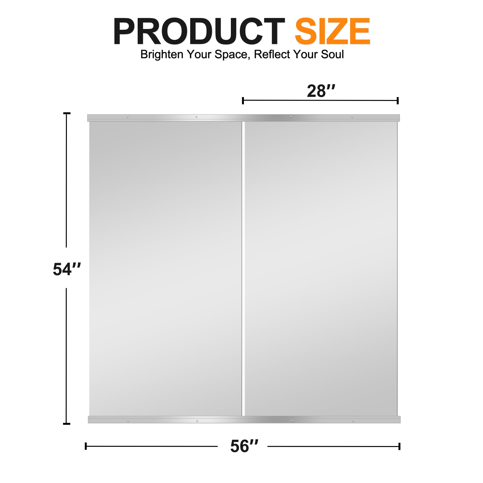 Delma Home Gym Mirror, 54''x30''x2PCS, Large Full Body Mirror for Gym Yoga, Glass Frameless Mirror for Wall Mounted, Wall Mirror for Home Gym, Garage, Bedroom, Bathroom (Glass - 54'' x 30'' - 2PCS)