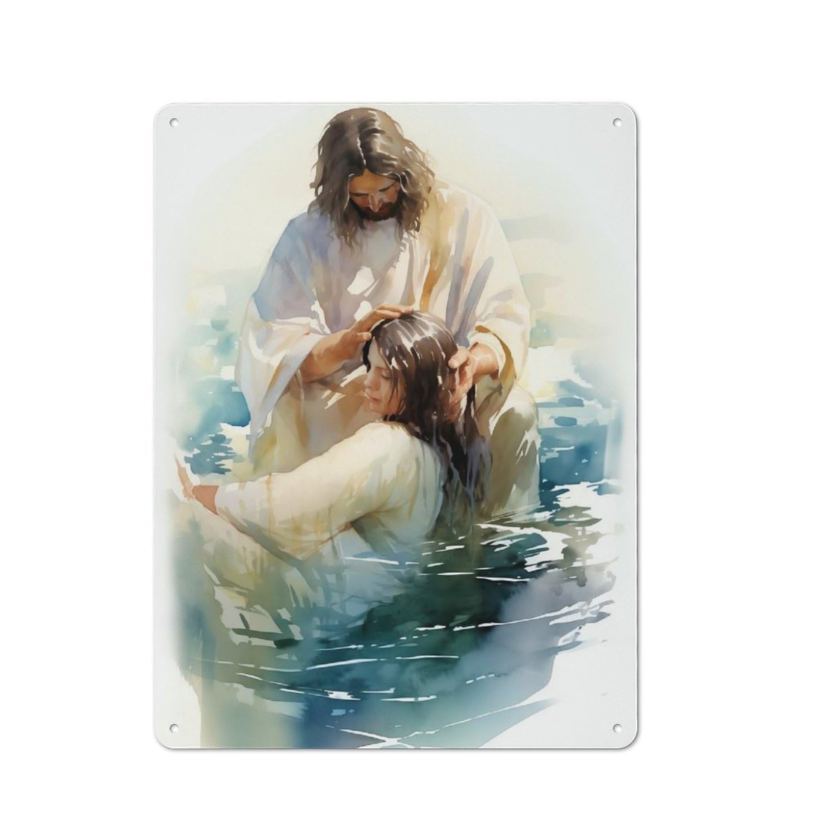 Junmoney Jesus Baptises Woman Vintage Tin Sign 40X30cm With For Living Room Or Hallway, For Living Room Decor Lovers