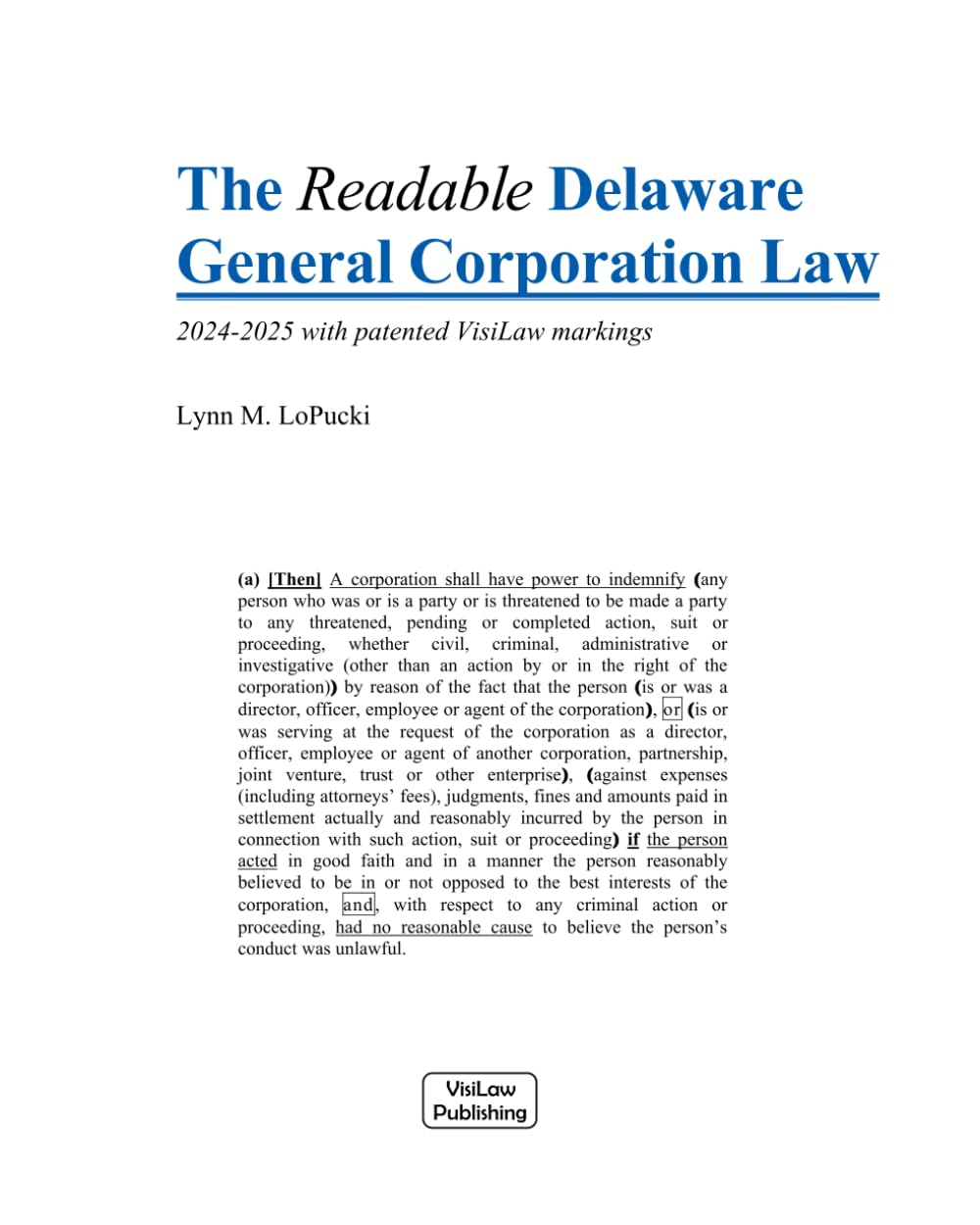 The Readable Delaware General Corporation Law: 2024-2025 with patented ...