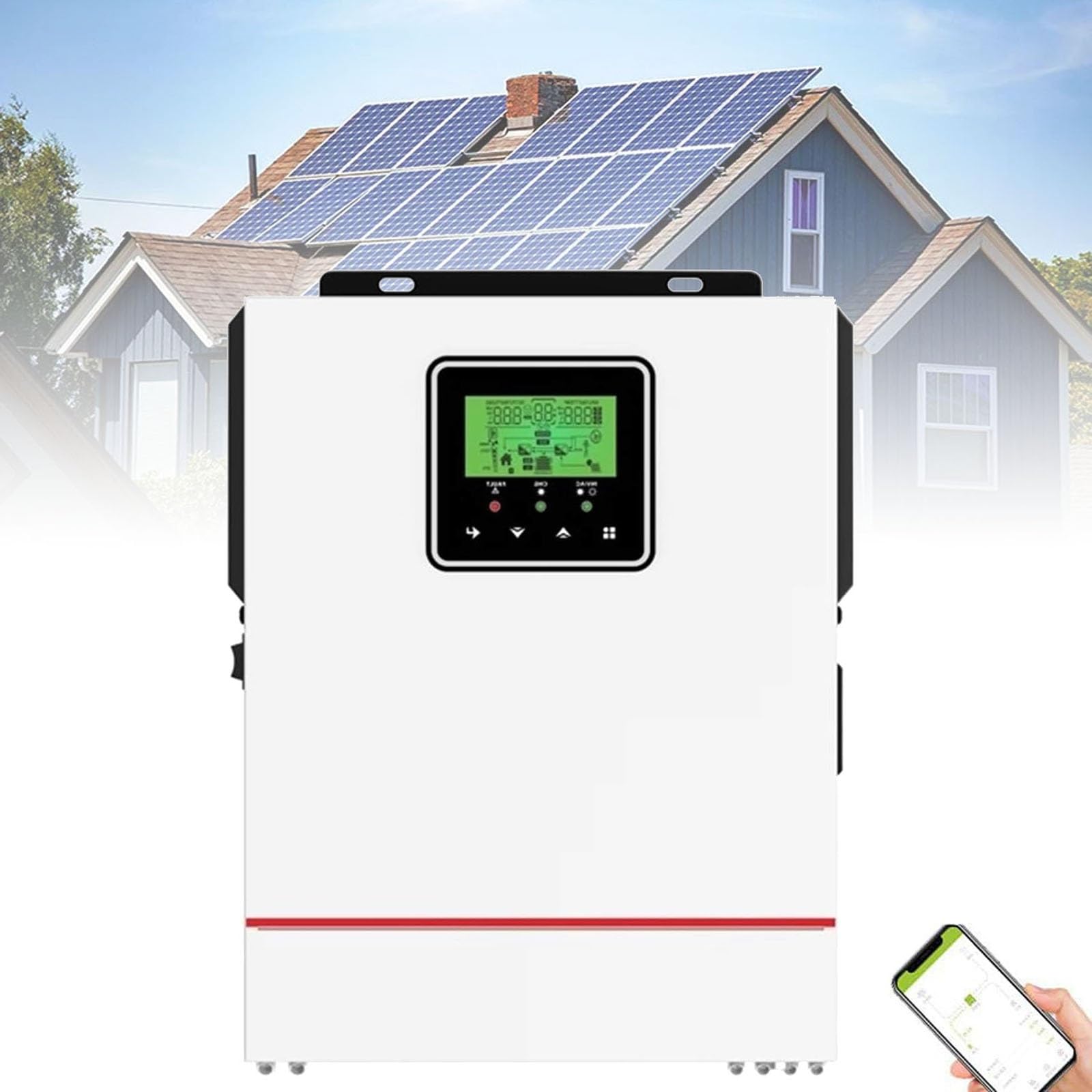 Inversor solar híbrido de 1KW/1,5KW, con controladores solares MPPT de 40A integrados, inversor híbrido para uso fuera de la red, inversor de onda sinusoidal pura para batería de 12V/24V o modo sin