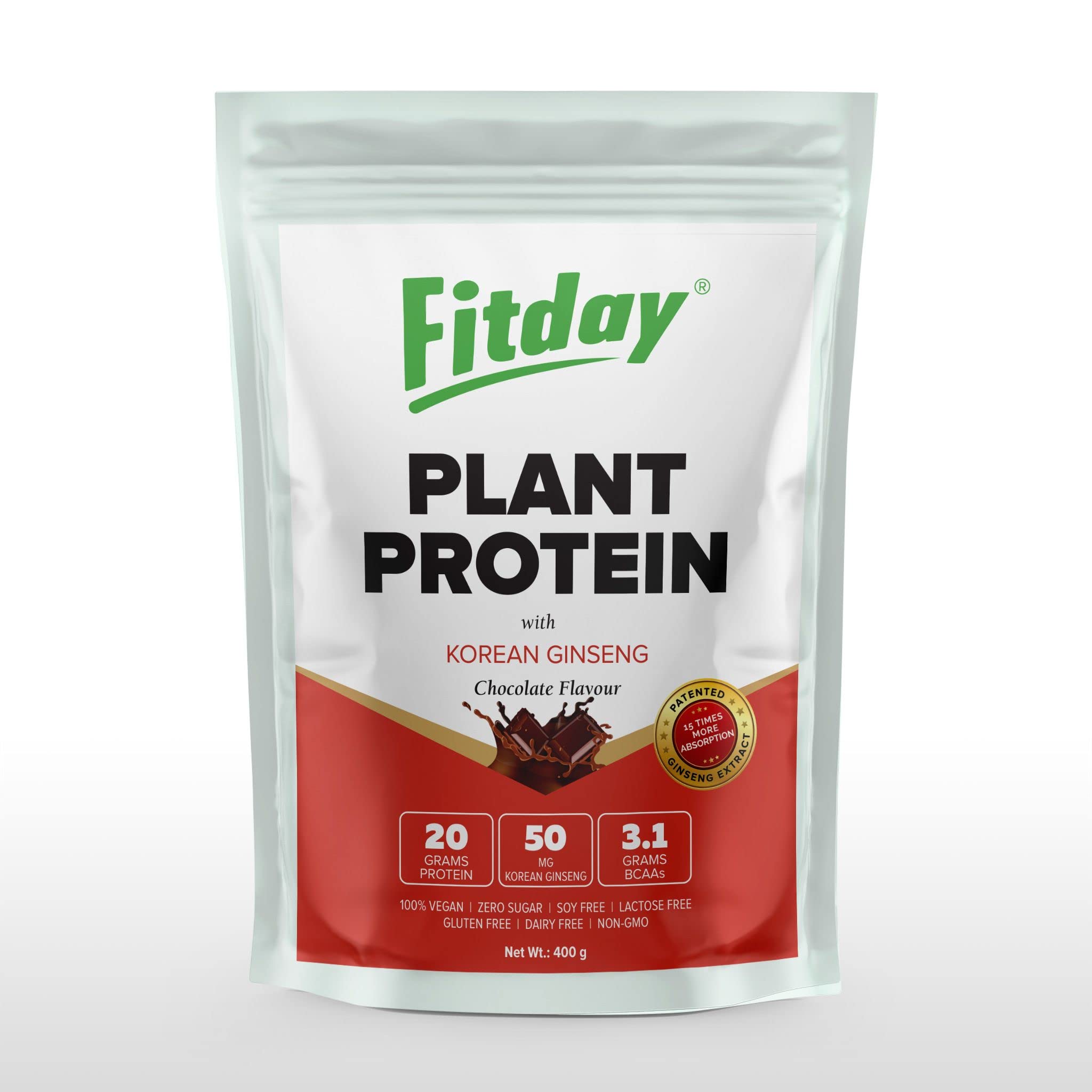 Buy Fitday Vegan Protein Powder, with (Korean Ginseng & Pea Protein