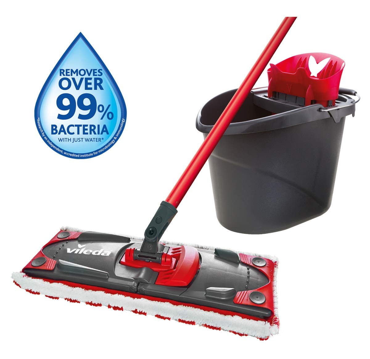 Vileda Easy Wring & Clean Turbo Balai avec Seau à pédale, Manche télescopique 85 – 130 cm & Kit Complet Balai et Seau-essoreur Ultramax, Ensemble de balais à Plat avec Seau