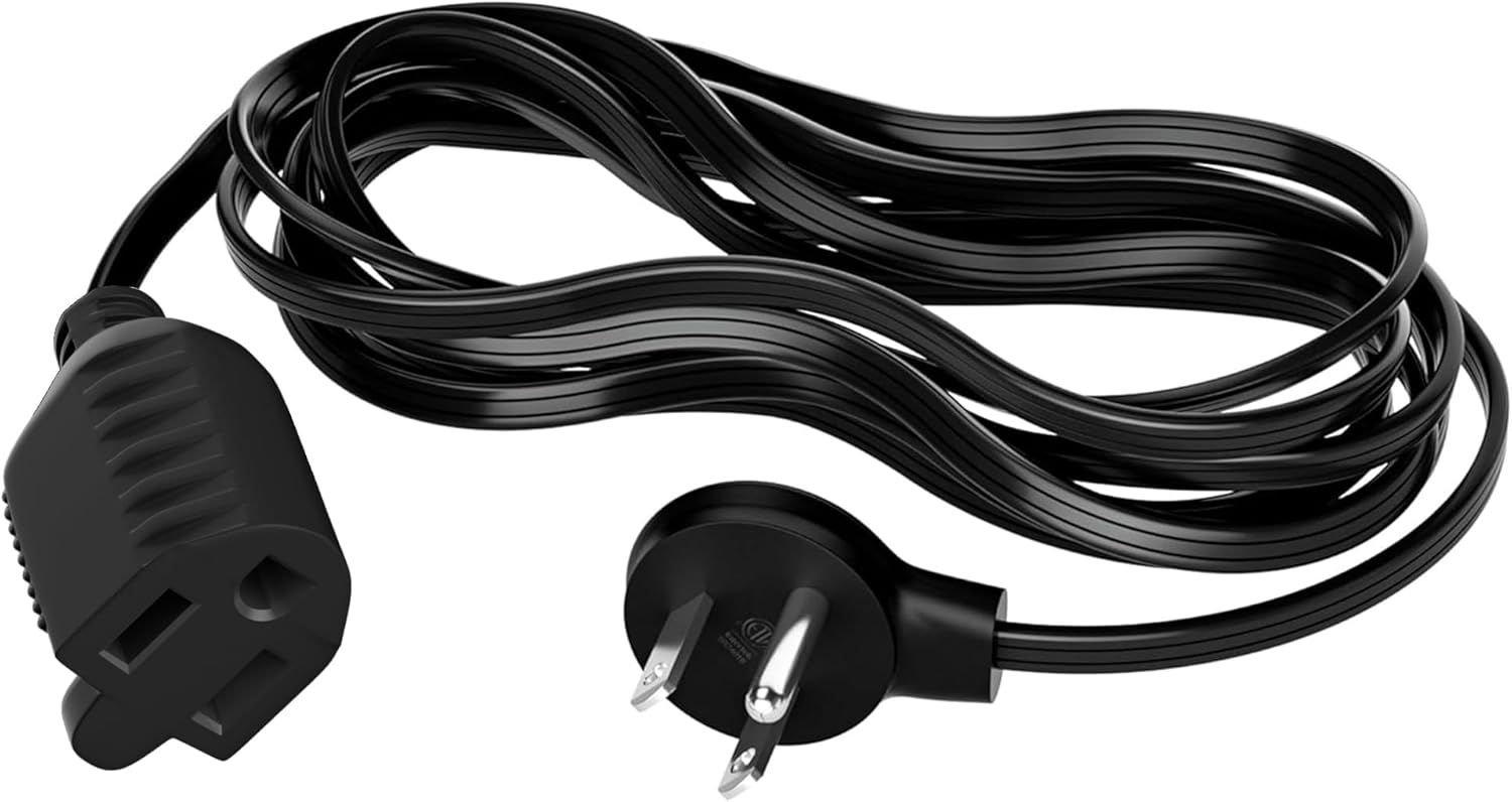 Elecan Flat Plug Extension Cord 50 Ft with Slim Space-Saving Plug Design, Thin Flat Cable Low Profile Power Cord 3 Prong Grounded Wire, 16 Gauge 13 A/125 V-Black-ETL Certified