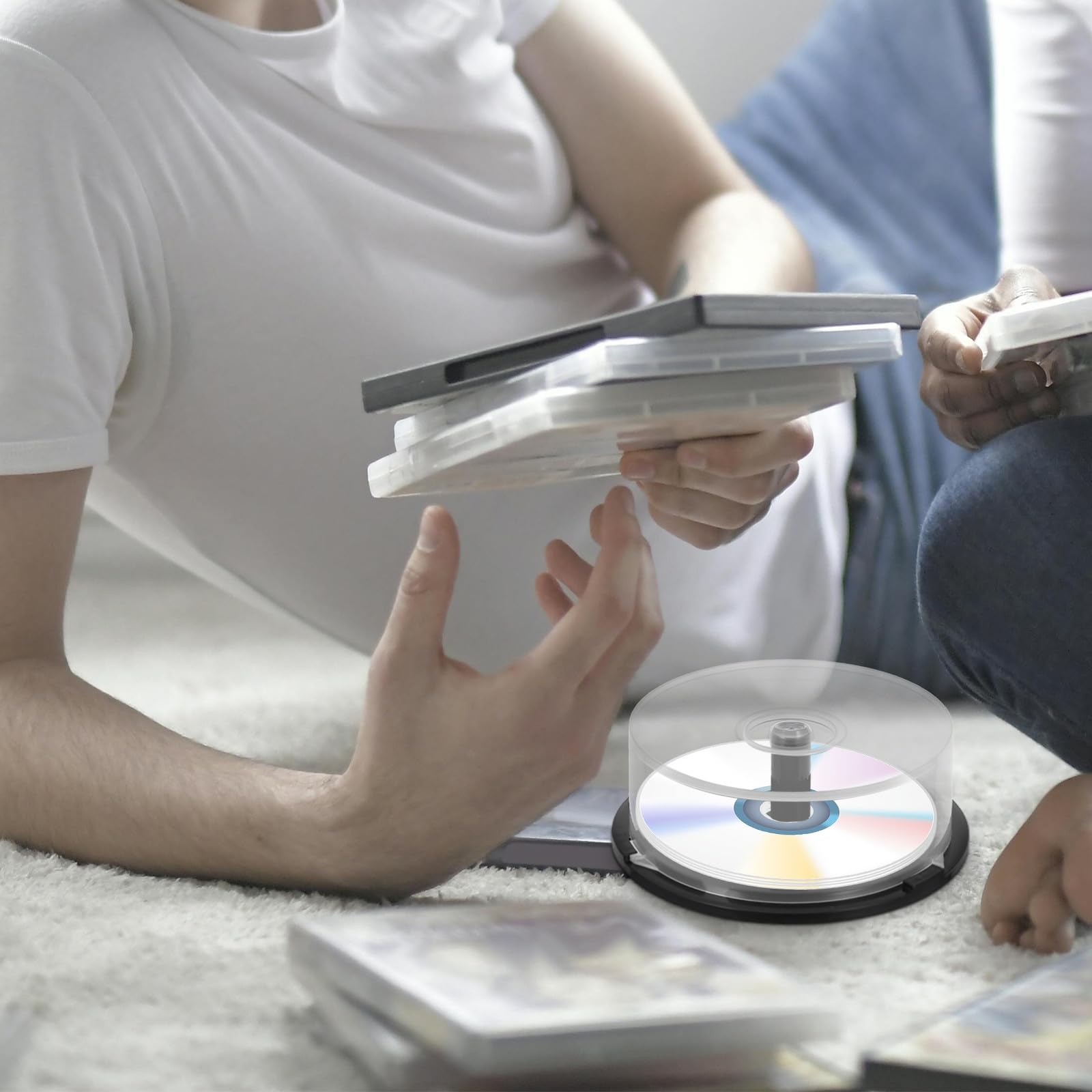 Generico Contenitore Rotondo per CD e Dvd, 2 Pezzi Secchiello Porta CD da 25 Pezzi, Design Trasparente, per Conservazione di Dischi in Casa e Ufficio