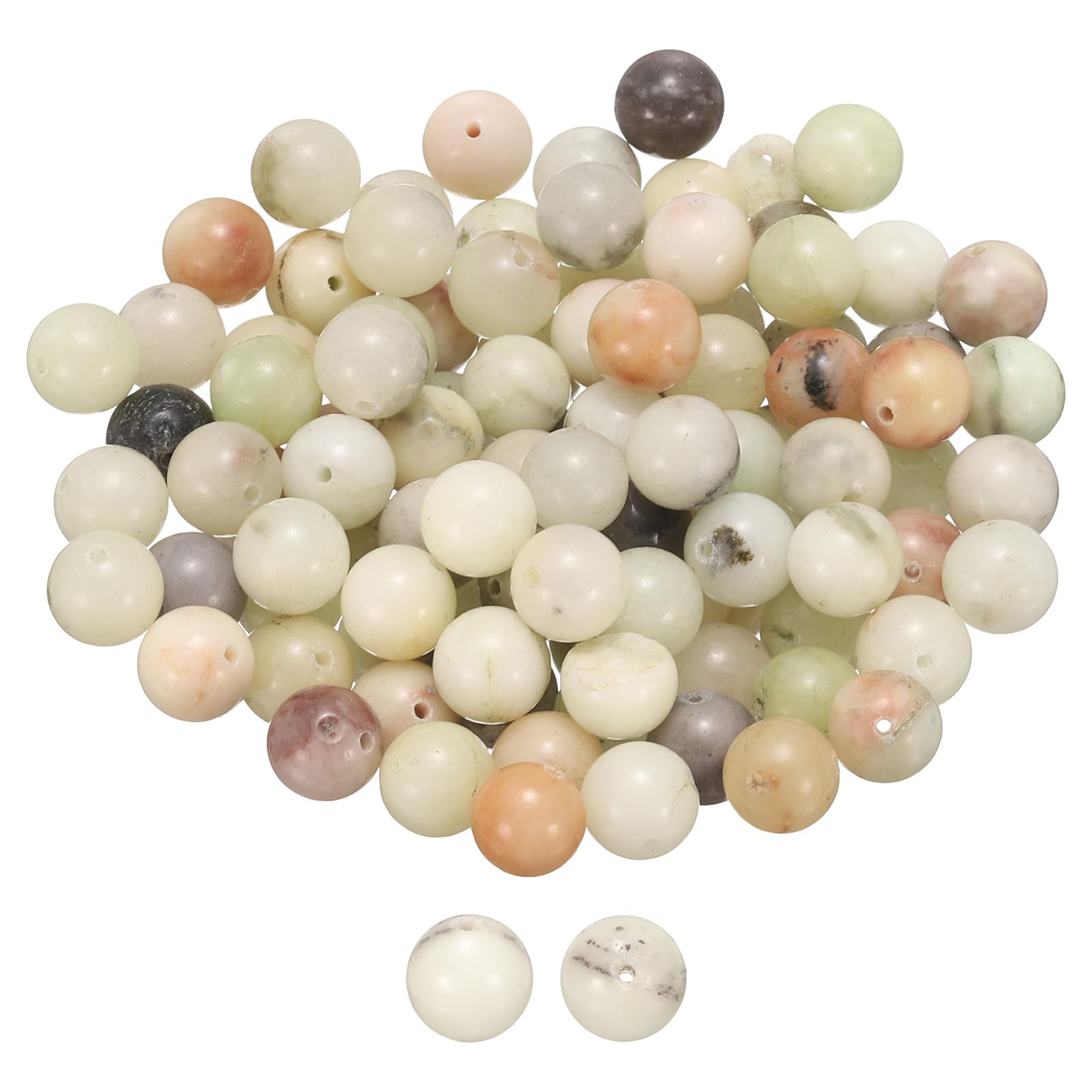 sourcing map 100pcs Natural Stone Beads 10mm River B Round Gemstone Stone Loose Beading Real Genuine Smooth Balls Bead for Jewelry Making Bracelets Necklace Earrings DIY
