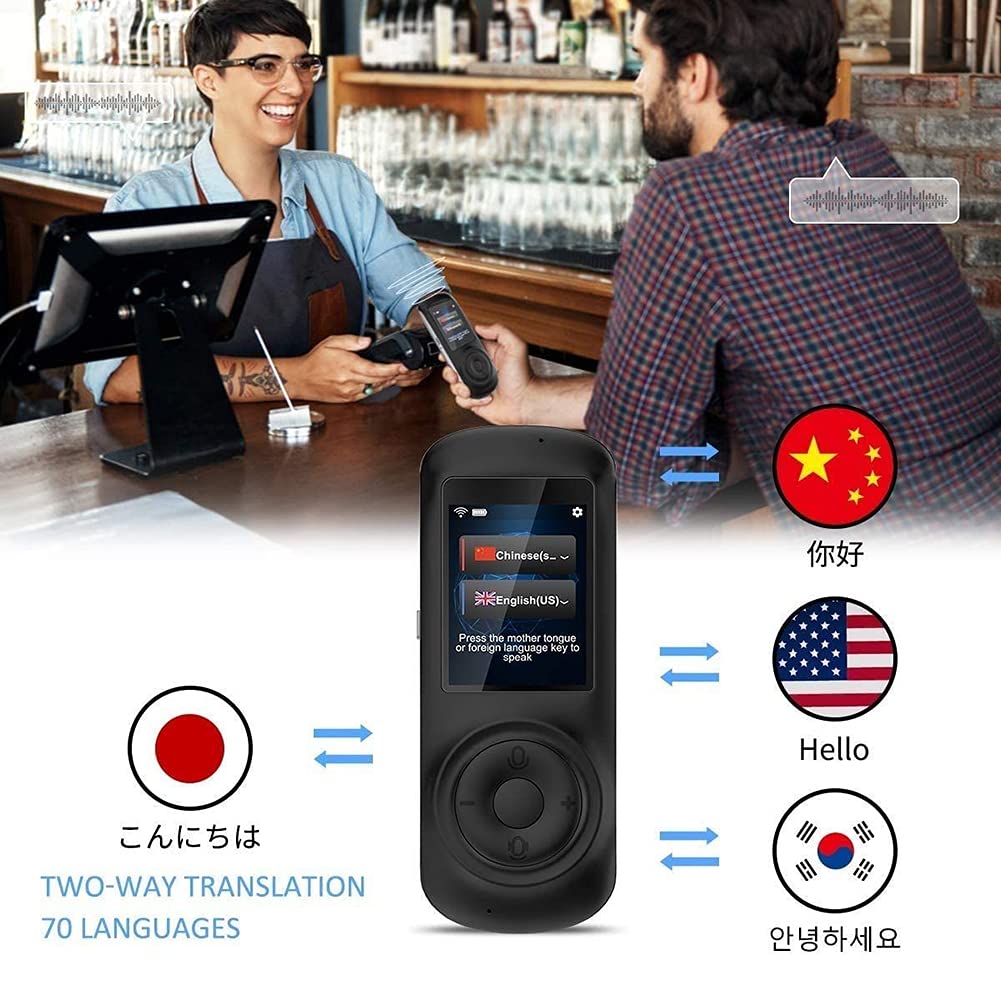 Dispositivo traduttore di lingue, traduttore vocale portatile, supporta 70 lingue, traduttore vocale istantaneo WiFi/hotspot/bidirezionale, touch screen da 2,4 pollici, per apprendimento, viaggi,
