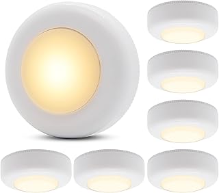Push Lights Tap Light, 7 Pack Small Wireless LED Puck Lights Battery Operated Stick On Lights for Kitchen Counter Closet Classroom, Warm White