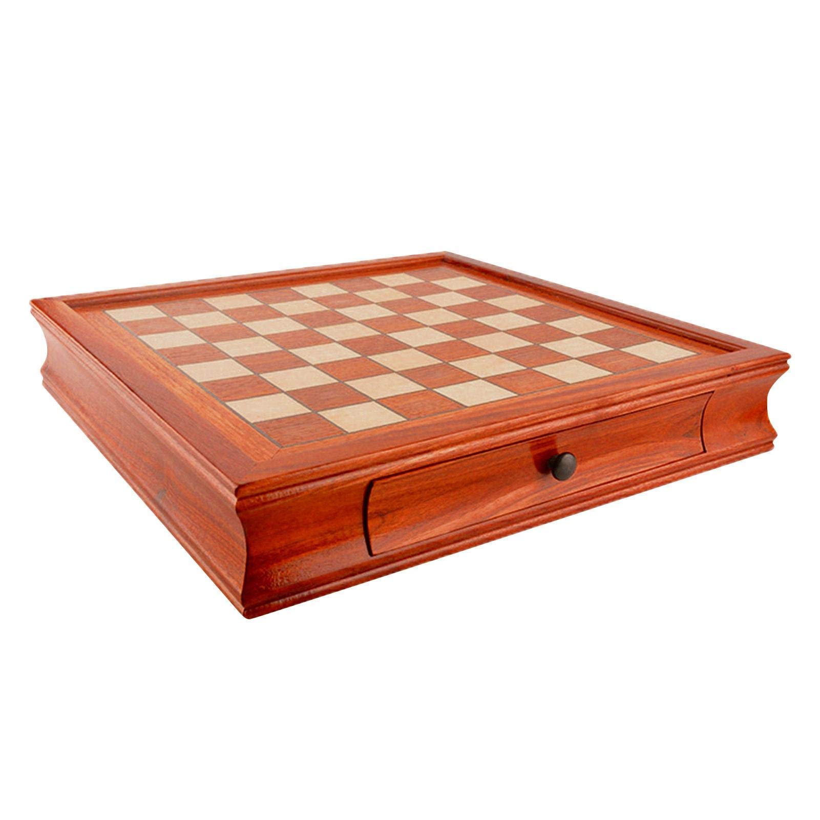 Deluxe Chess and Checkers Game Set, Wooden Chess Board Chess Set for Adults Luxury Chess Set Large Table Chess Game Board with Storage Drawers Mahogany Chess Pieces