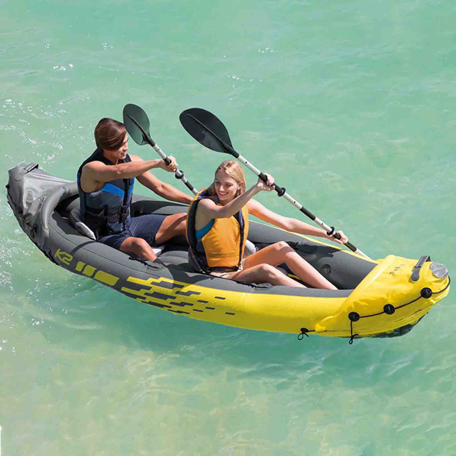 FJAUOQ Gonfiabile 2 Posti Super Capiente Canoa Gonfiabile Stabile e Leggera Kayak Gonfiabile Comodo e Maneggevole 2 Persone Set Completo Pronto all'Uso