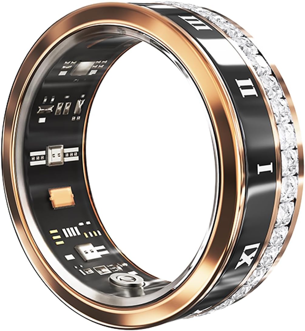 Smart Ring Health Tracker, Bluetooth Fitness Monitor Sleep Tracker Magnetic Charging, Diamond Decorated Fitness Tracker for Steps Distance Calories, etc Smart Ring Health Tracker, Bluetooth Fitness Monitor Sleep Tracker Magnetic Charging, Diamond Decorated Fitness Tracker for Steps Distance Calories, etc