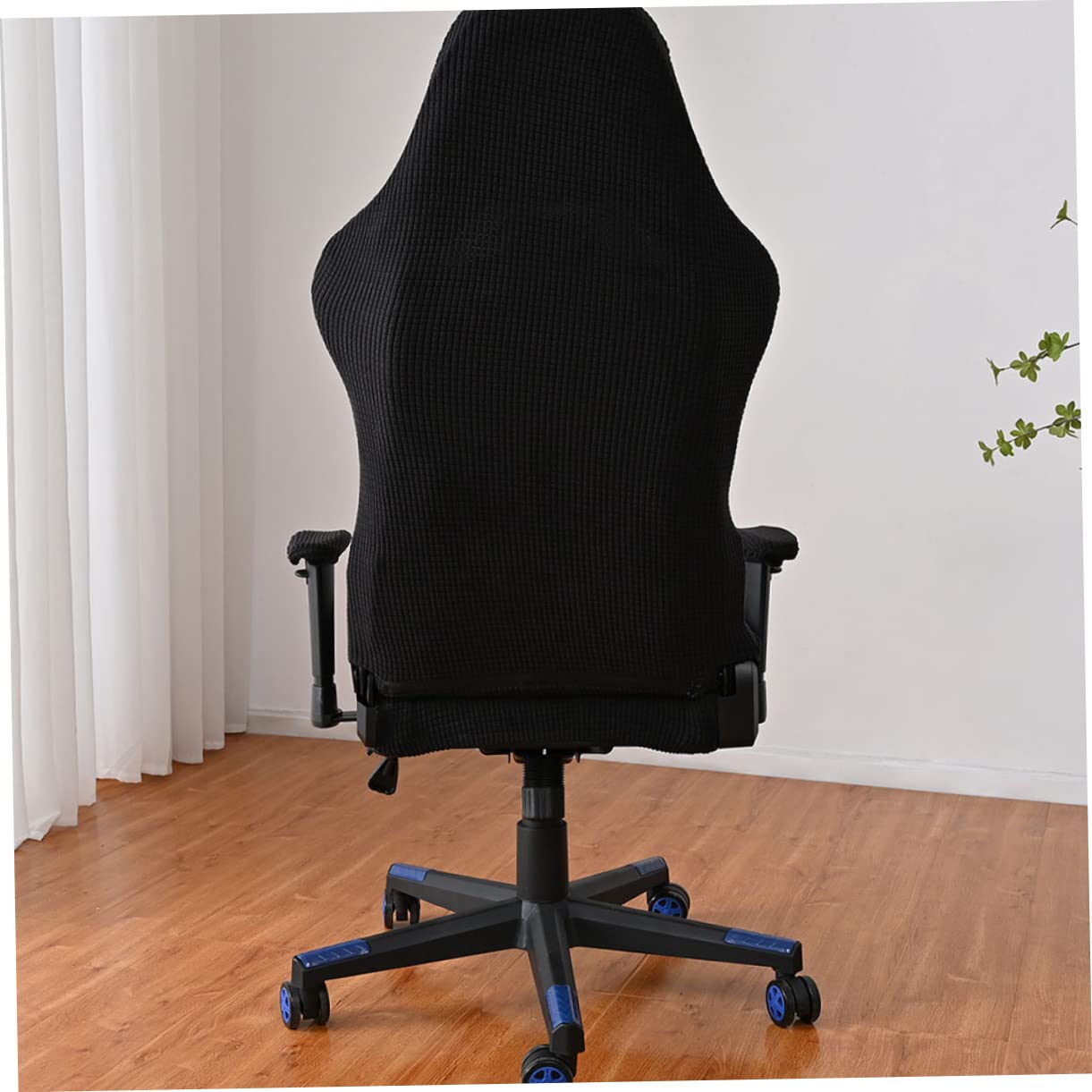 VILLCASE Copertura Protettiva per Sedia Gaming Elastica in Pile Nero | Anti-scolorimento e Pieghevole, per Sedia da Ufficio Computer e Poltrona Ufficio