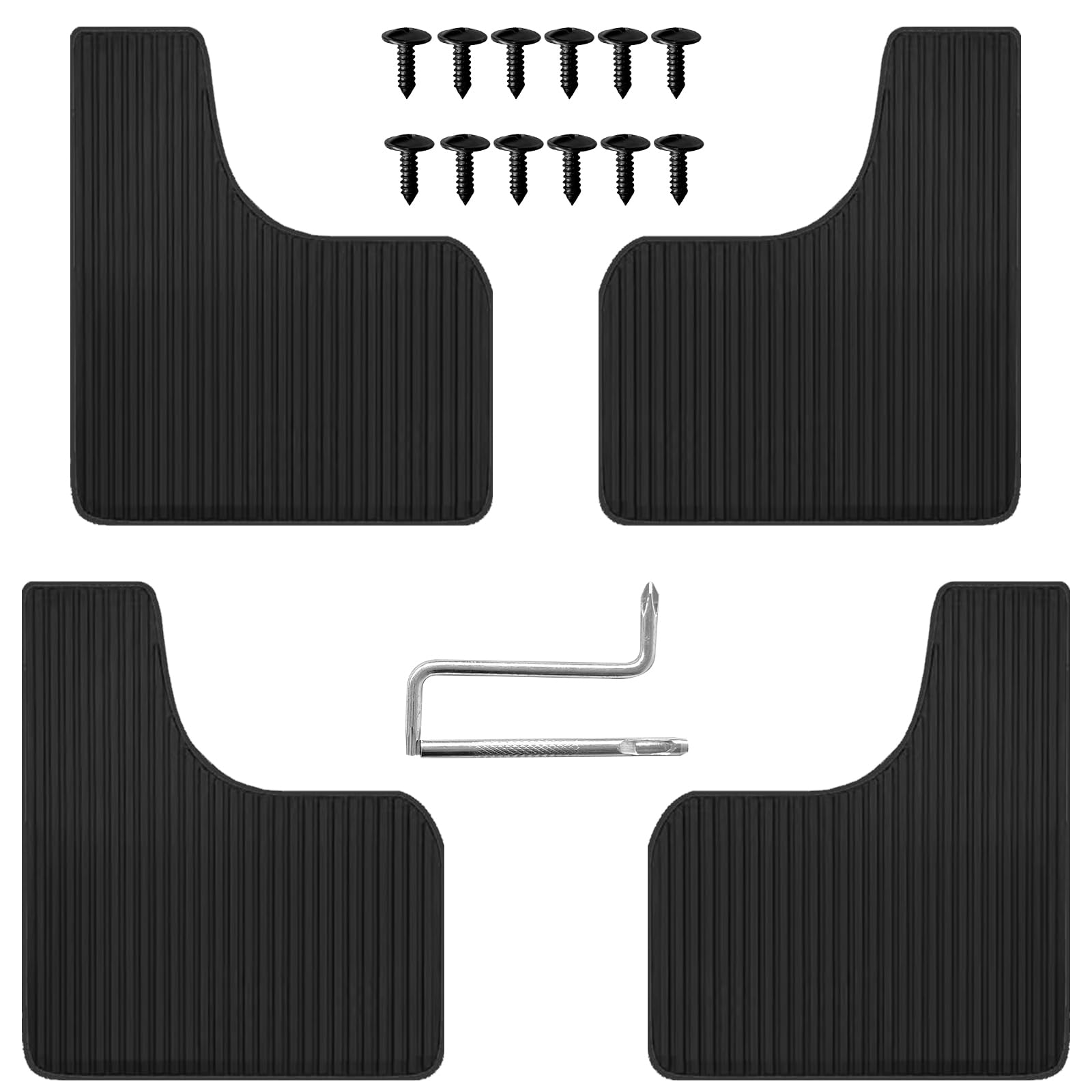 4 Pcs Universal Mini Size Soft Rubber Mud Flaps - Prevent Mud Splashes, Enhance Appearance, Easy Install, Waterproof &amp; Scratch Resistant - Ideal for Sedan SUV and Urban/Suburban Cars -Black