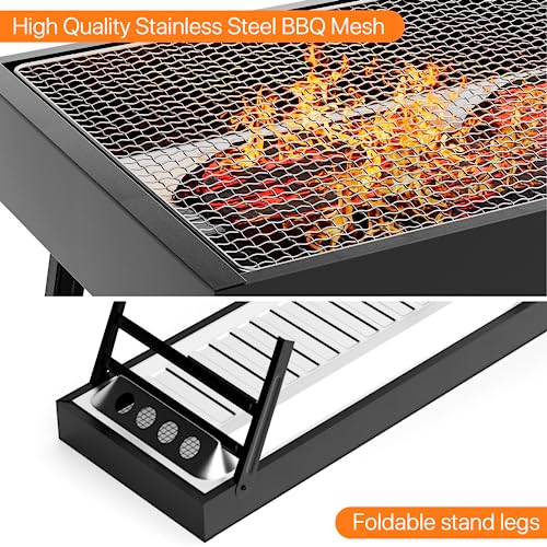 Portable Charcoal Barbecue Grill,UYOTBKEUB Large Stainless Steel Compact BBQ Grill for Garden Outdoor Cooking Camping Hiking Picnics 4 Portable Charcoal Barbecue Grill,UYOTBKEUB Large Stainless Steel Compact BBQ Grill for Garden Outdoor Cooking Camping Hiking Picnics - Image 4