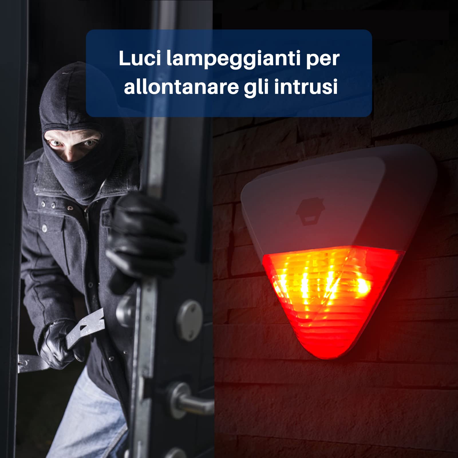 Chuango WS-280 Bezprzewodowa syrena zewnętrzna, alarm antykradzieżowy z czerwonym migającym światłem stoboskopowym, wydajny system bezpieczeństwa do domu, kompatybilny z akcesoriami