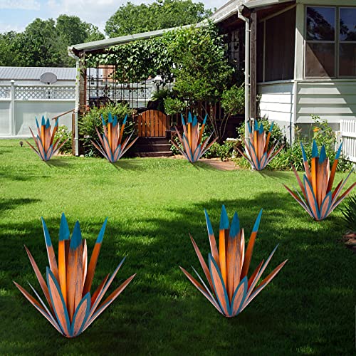 Image of TOMBABY Large Leaf Thickened Metal Agave Plant Outdoor Decoration Desert Courtyard Art Plant Garden Decoration Outdoor Metal Art Floral Gift (1, Green)