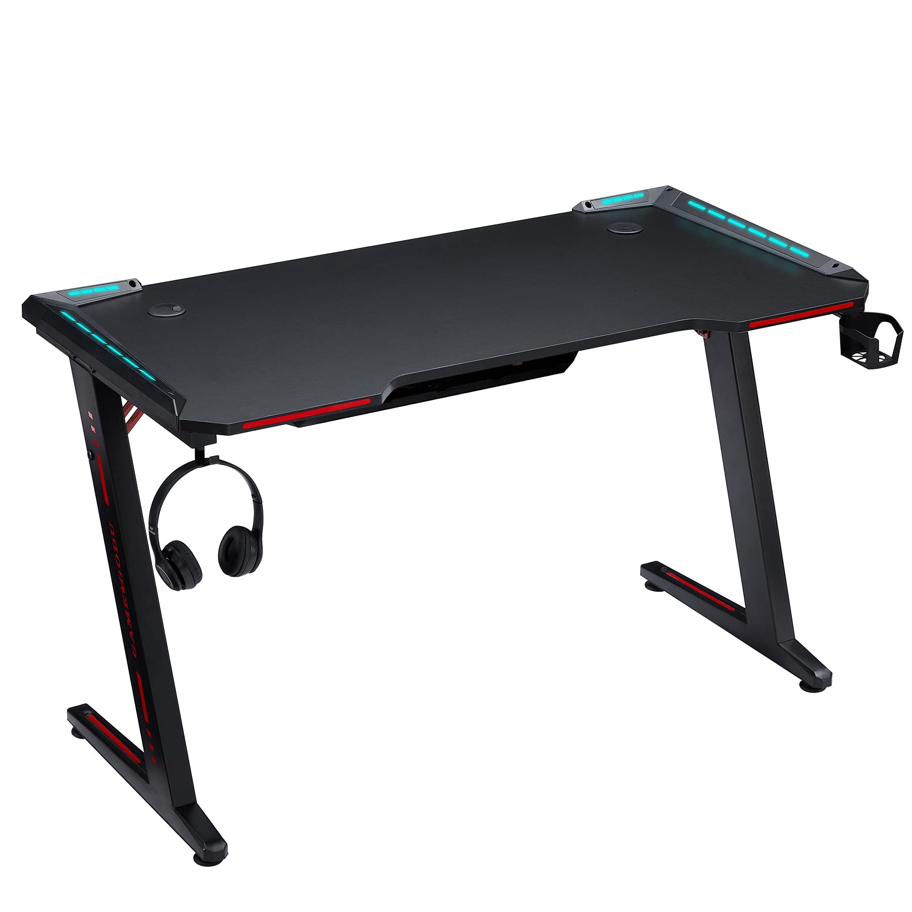 Buy Tribesigns Gaming Desk for PC with LED Lights, Large Gaming Table
