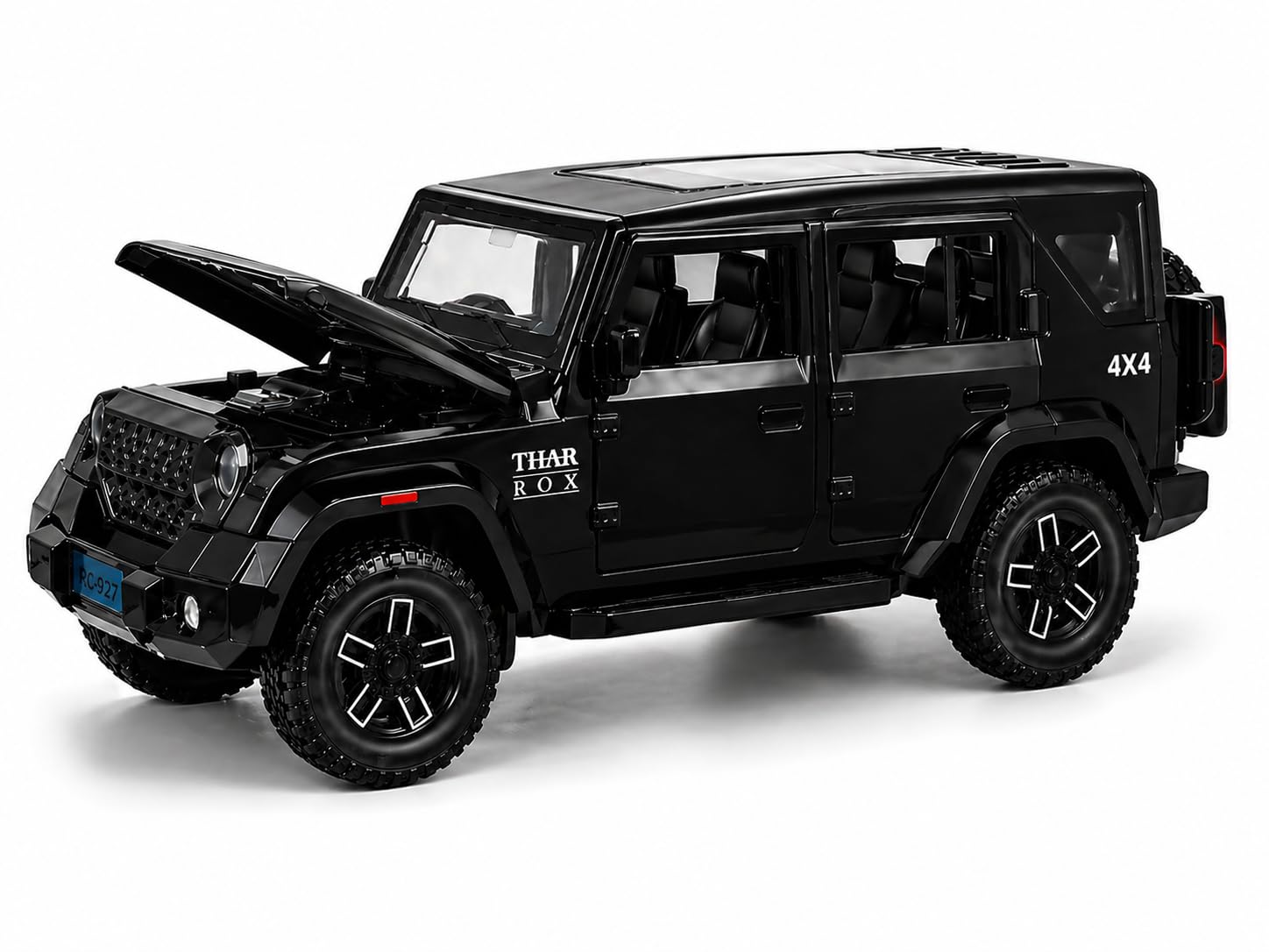 1:18 Scale Remote Control Die-Cast SUV Jeep with LED Lights, Smoke & Rechargeable Battery – 2.4GHz Off-Road RC Toy Vehicle for Kids (Black)-image-19