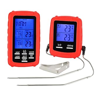 SILNOVO BBQ Food Thermometer Barbecue Baking Fry Chef Cooking Instant Read Red (70025954FEZ)