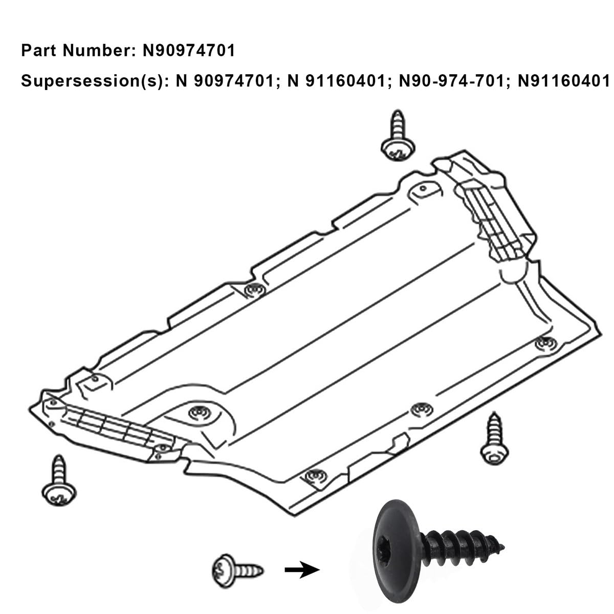 Kit 10 Vis De Passage De Roue Pour Audi/VW/Skoda - N90959101 N90775001