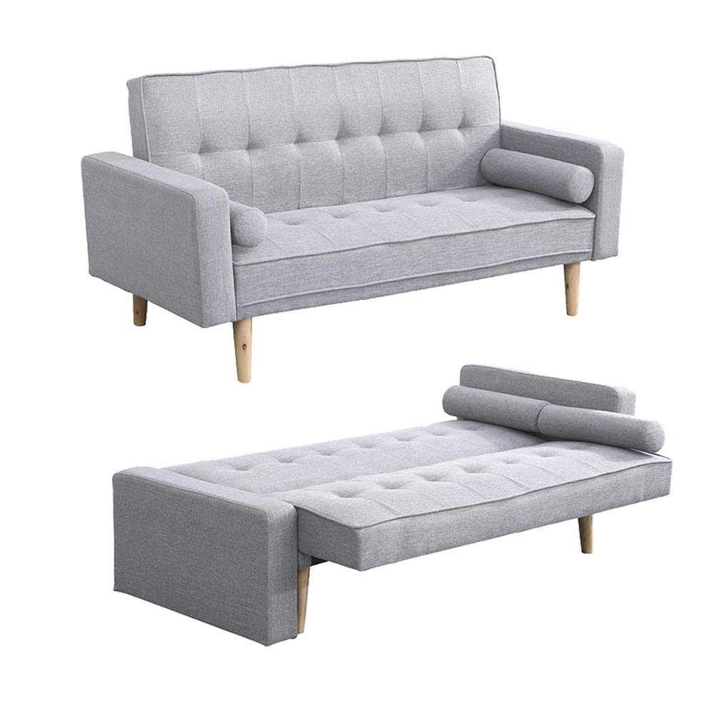 Buy 2 in 1 Sofa Bed Convertible Couch er 2 Seater with 2 Cushions Linen