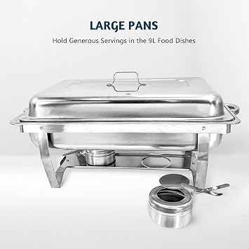 2 Pack Chafing Dish Buffet Set High Grade 8QT Stainless Steel Chafer Complete Set