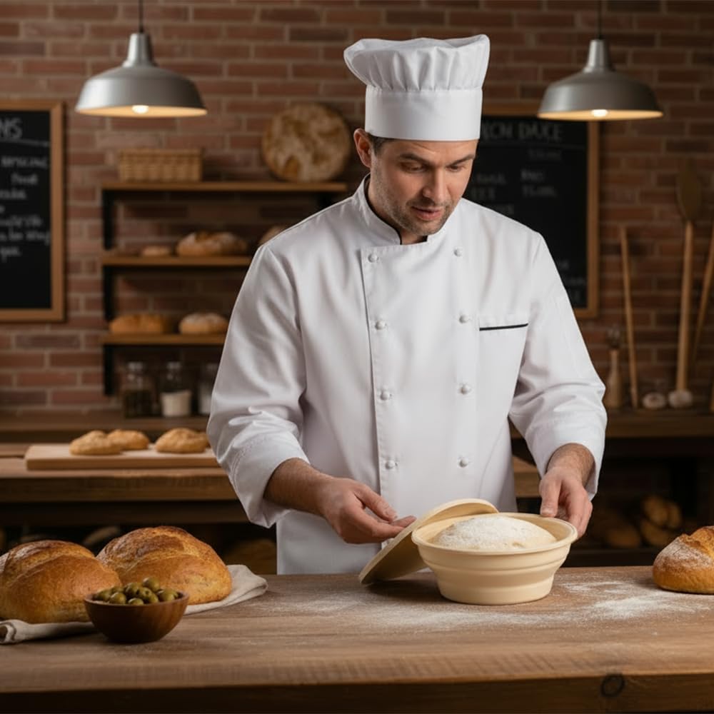 Panier à Pain Chauffant en Silicone, Panier de Fermentation Électrique Thermostatique, Bol de Fermentation Pliable pour le Levain, Idéal pour les Cuisines d'hiver, la Cuisson du Yaourt et des Pizzas