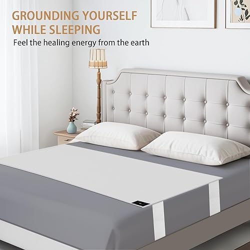 Miniatura 6 de Sábanas de tierra para cama tamaño King, sábanas de cama con 10% de fibra plateada, sábanas conectadas a tierra para un mejor sueño, energía,