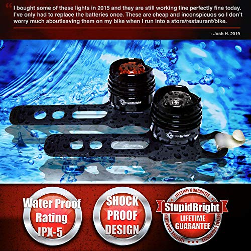 Stupidbright Sbfr-1 Strap-On Micro Led Mini Front & Rear Bike Light Set Skateboard Longboard Lights (2 Pack: White & Red) #TOP5