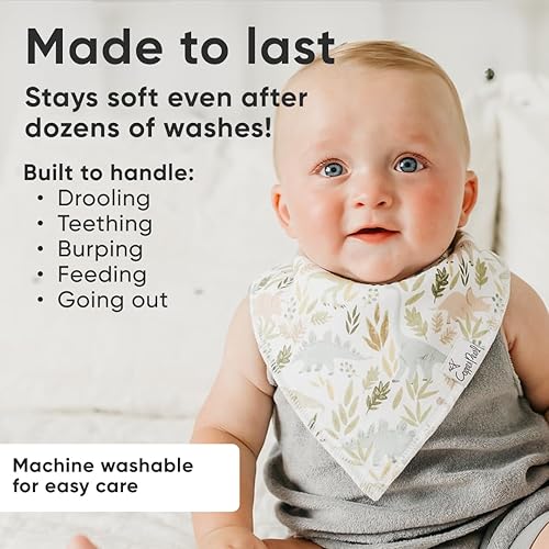 Miniatura 22 de Copper Pearl Paquete de 4 baberos de algodón suave para babeo y dentición, baberos absorbentes para bebés niñas y niños, ajustables para adaptarse a