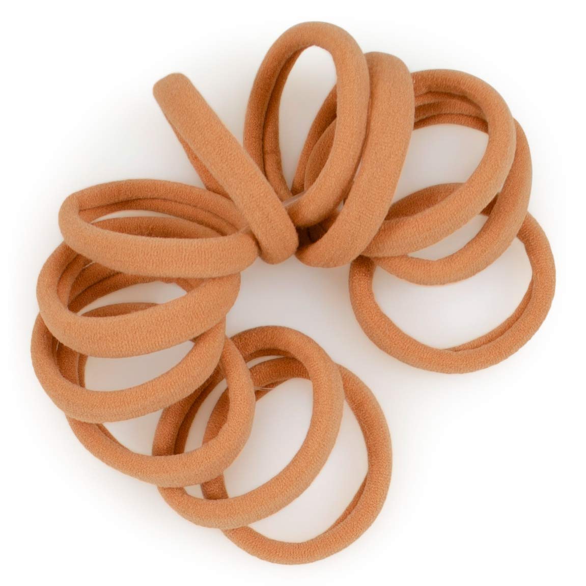 CyndibandsSeamless Hair Ties - Gold - Gentle Hair Ties No Damage, Standard Size 1.5 Inch, Soft and Stretchy Nylon Fabric Ponytail Holders - 12 Count