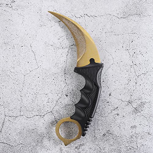 Image of Karambit Knife Fixed Blade Tactical Camping Tool, 2 Pieces Stainless Steel Outdoor Hunting Knife with Sheath and Cord, Suitable for Hiking, Adventure, Survival and Collection (Gold&Gradient Color)