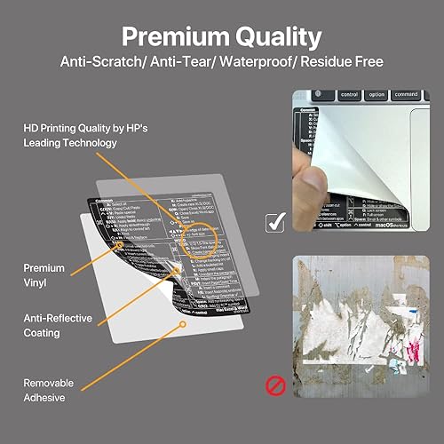 Miniatura 6 de Pegatina para Mac Excel y Word Shortcuts 2023, adhesivo de vinilo para atajos de teclado Afterplug para MacBook ProAir de 13 a 16 pulgadas,