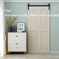 Vista 3 de Kit de herrajes para puerta corrediza de granero de 28 pulgadas, suave y silenciosamente, resistente, simple y fácil de instalar para 4 puertas