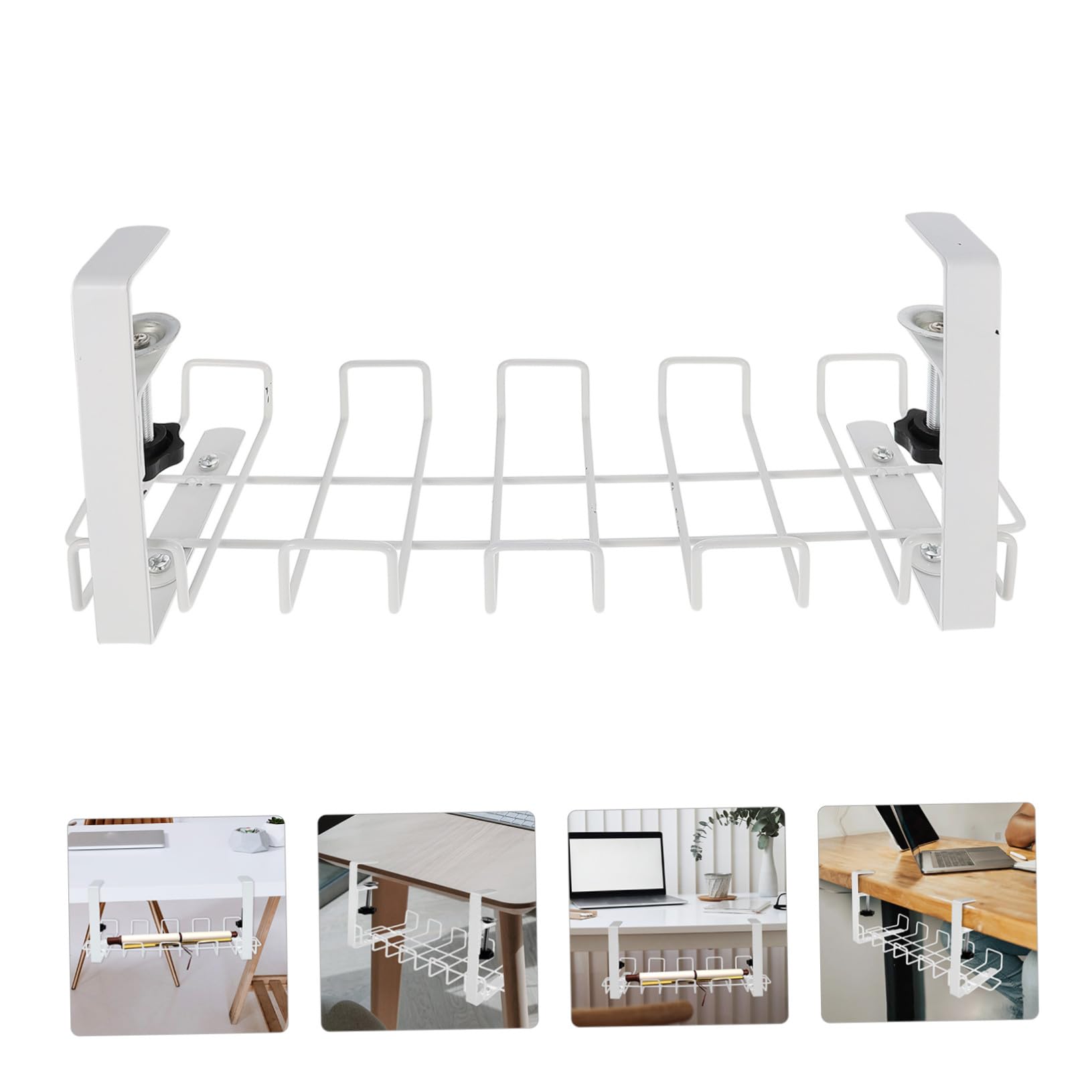 Support de Câbles en Acier Carbone sous Bureau, Panier de Rangement pour Câbles, Organisateur de Fils Solide pour Bureau et Domicile