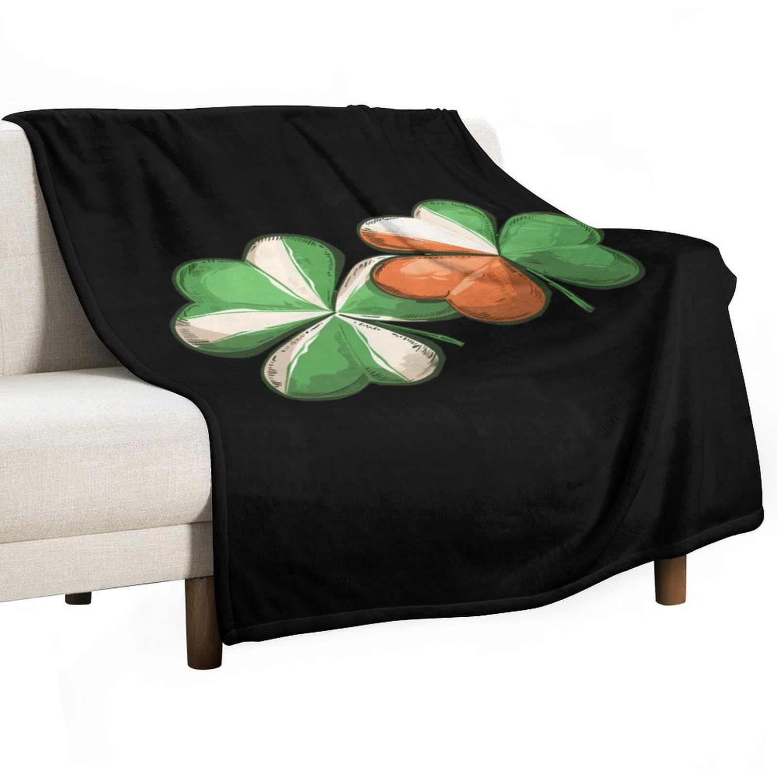 CGSBNGHA Irish Flag Shamrock Flannel Fleece Blanket Lightweight Soft Throw Blankets for Sofa Couch Bed Chair