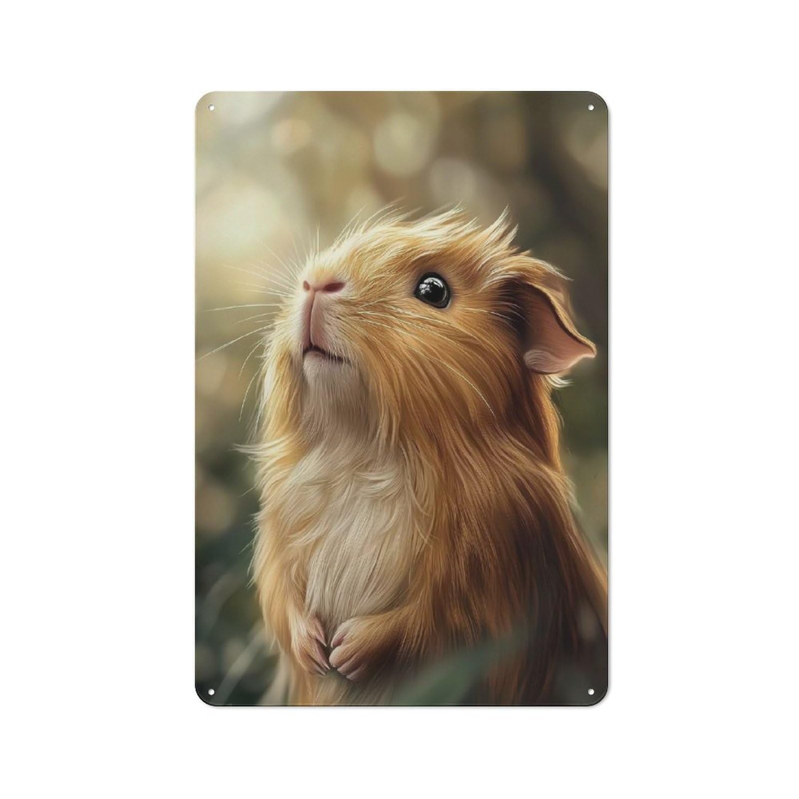 Junmoney Cute Guinea Pig Portrait Vintage Metal Wall Decor 30X20cm, Vintage Tin Sign For Bakery, Diner, Cafe Or Family Room