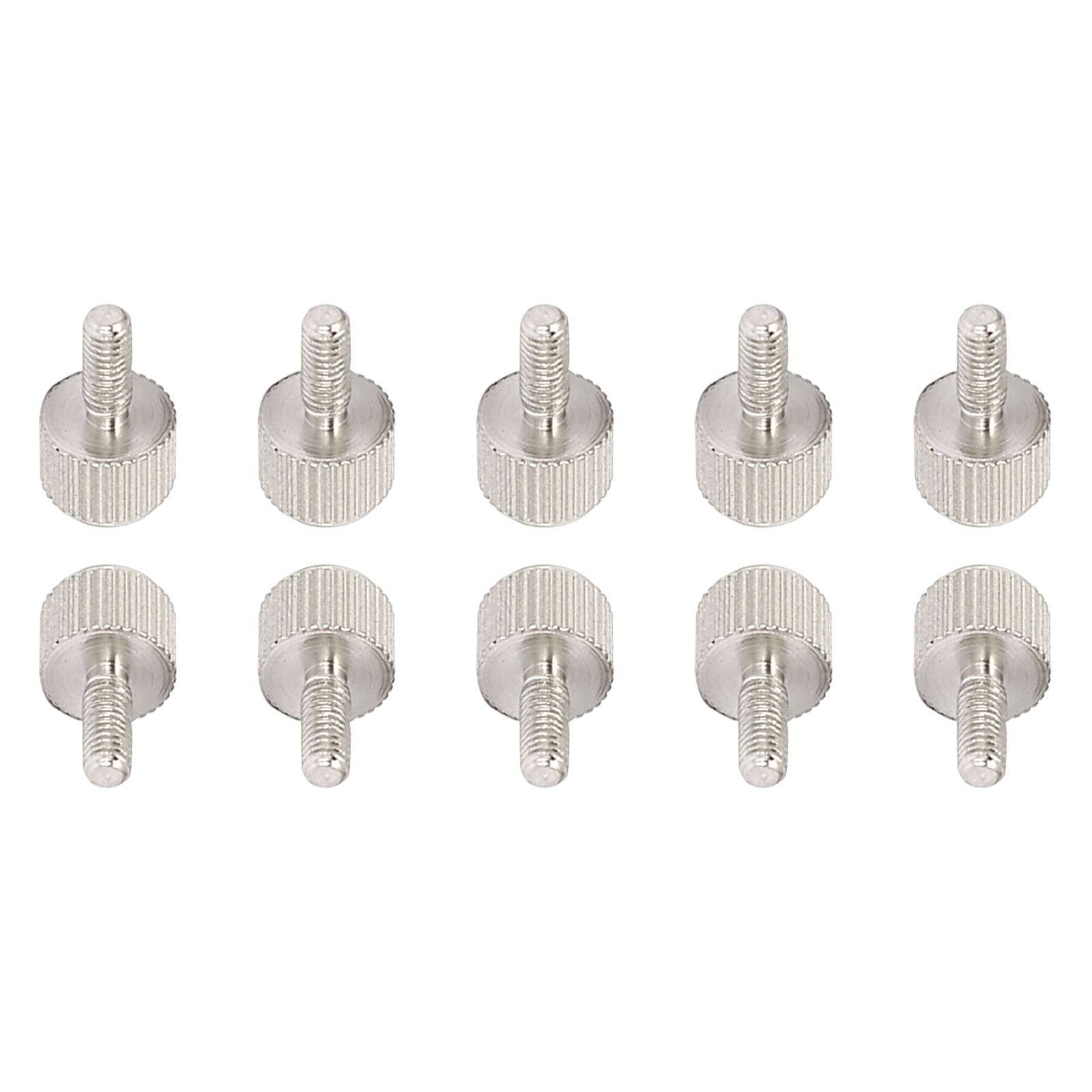 DTGN M3x8mm(DxL) Knurled Phillips Thumb Screws - 10Pack - Good for PC Computer Cases - Metal Thumbscrew Knurled Head Fully Threaded - Silver Tone-image-5