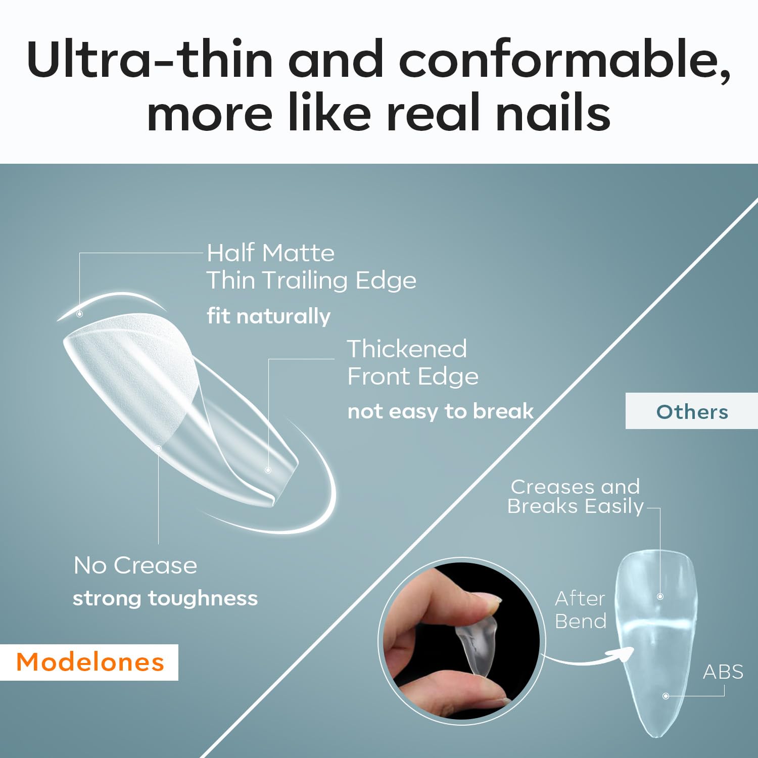 Modelones Medium Coffin Nail Tips -510Pcs Medium Nail Tips for Gel Extensions Half Matte Full Cover Clear Acrylic Gel Kit False Press on Nails Manicure Salon DIY at Home 15 Sizes - Image 2