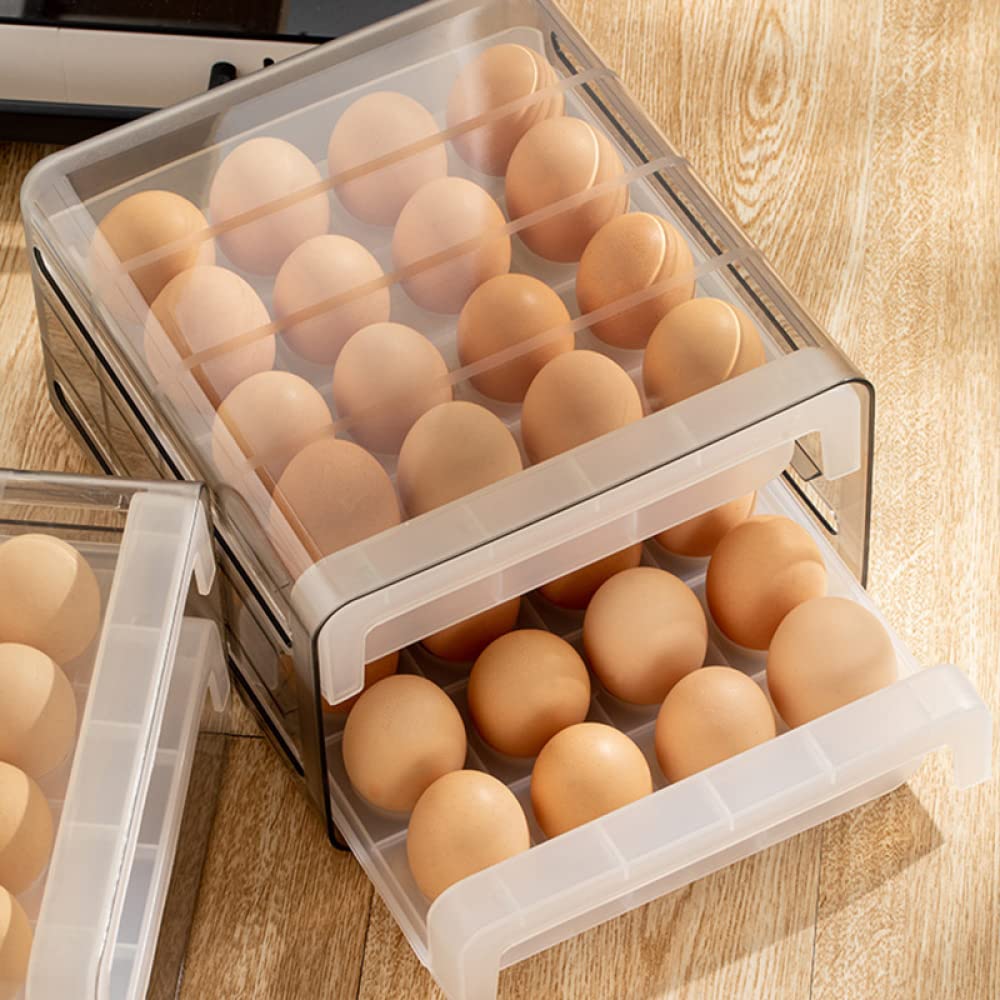 Refrigerador Caja De Almacenamiento De Doble Capa para Huevos Tipo De Cajón Doméstico Clasificación De Cartón De Huevos Extraíble Y Caja De Mantenimiento Fresco Soporte De Rejilla para Huevos