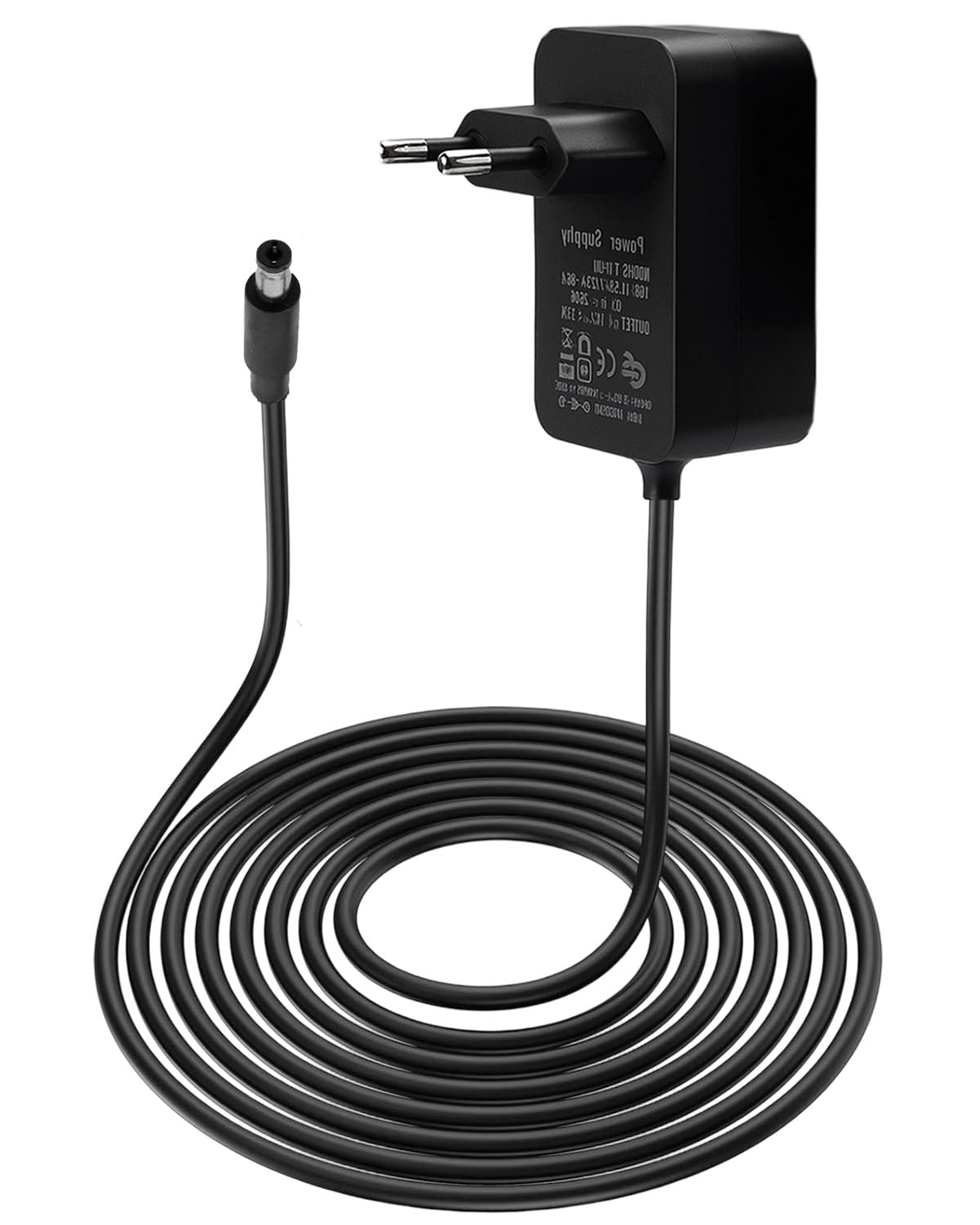 12 V 2 A power supply. Compatible with 1.5 A and 2 A devices. It automatically adapts to the required power. Ideal for LED strips, surveillance cameras, speakers, fans