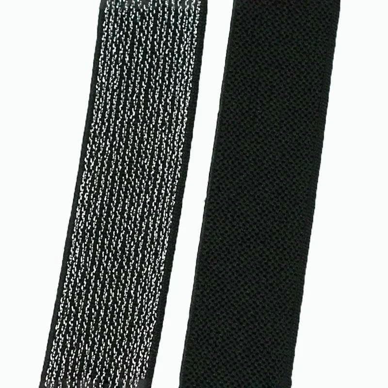 Elastyczna taśma nylonowa, Nylon Spandex Elastic Band 25-50mm 2-5 Meters Multicolor(BlackSilver 50mm,5Meters)