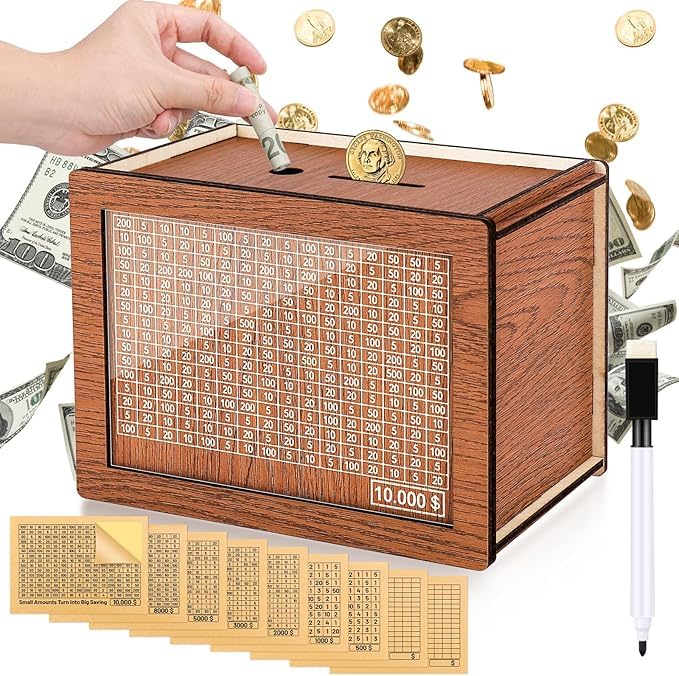 See full amazon price history chart for Wooden Money Box for Cash 10000, Plus Size 10000 Savings Challenge Box, Reusable Kakeibo Money Saving Box with 9 Saving Goals 10000 8000 5000 3000 2000 1000 500 Rupees for Kids Adults Wooden Money Box for Cash 10000, Plus Size 10000 Savings Challenge Box, Reusable Kakeibo Money Saving Box with 9 Saving Goals 10000 8000 5000 3000 2000 1000 500 Rupees for Kids Adults (B0DHGD6L91) Amazon Price History, Amazon Price Tracker