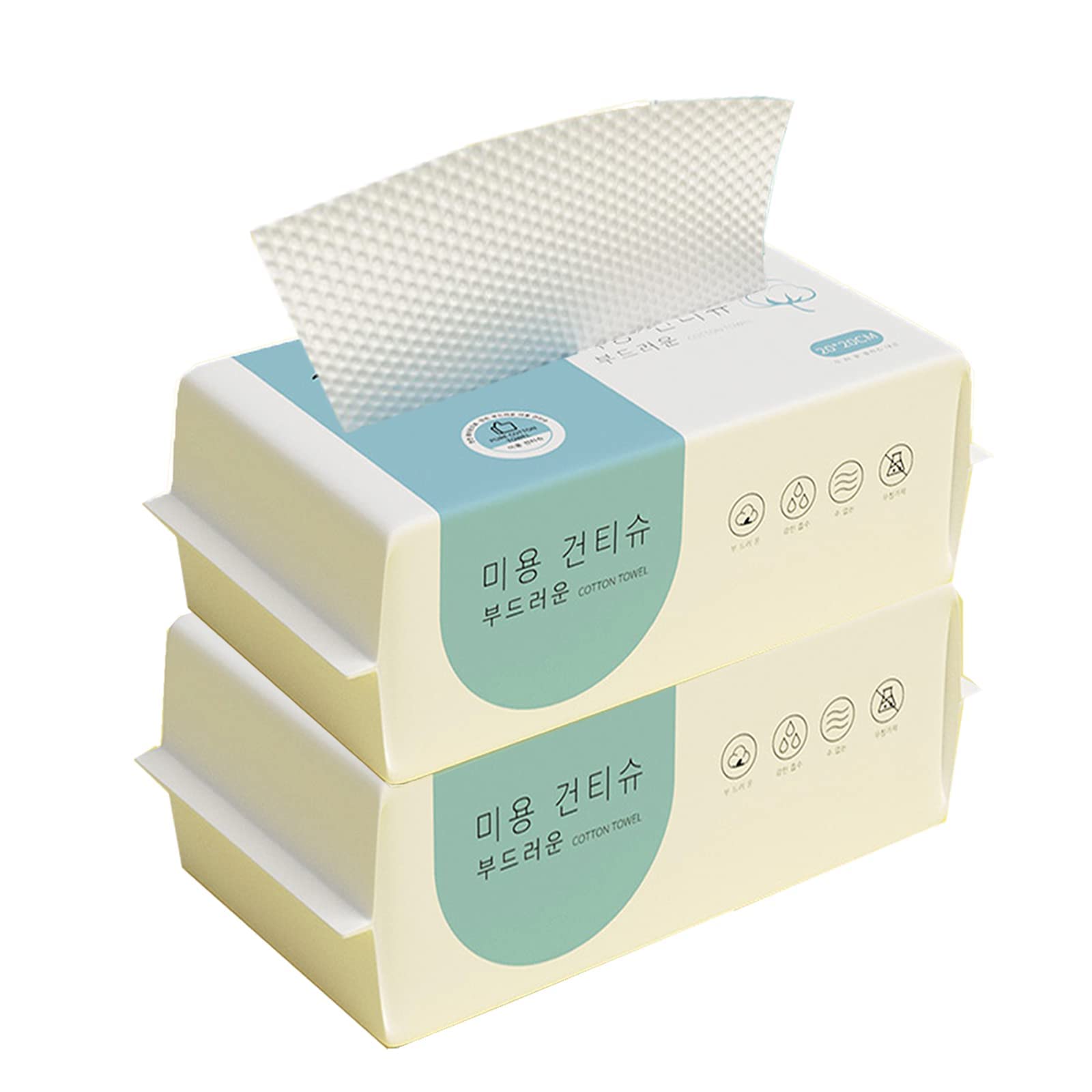 MAKINGTEC Disposable Face Towel, Deeply Cleansing Cotton Tissue Soft Cotton Dry Facial Tissue for Skincare Facial Cleansing Makeup Removing Surface Cleaning 2 Pack(200 Count)