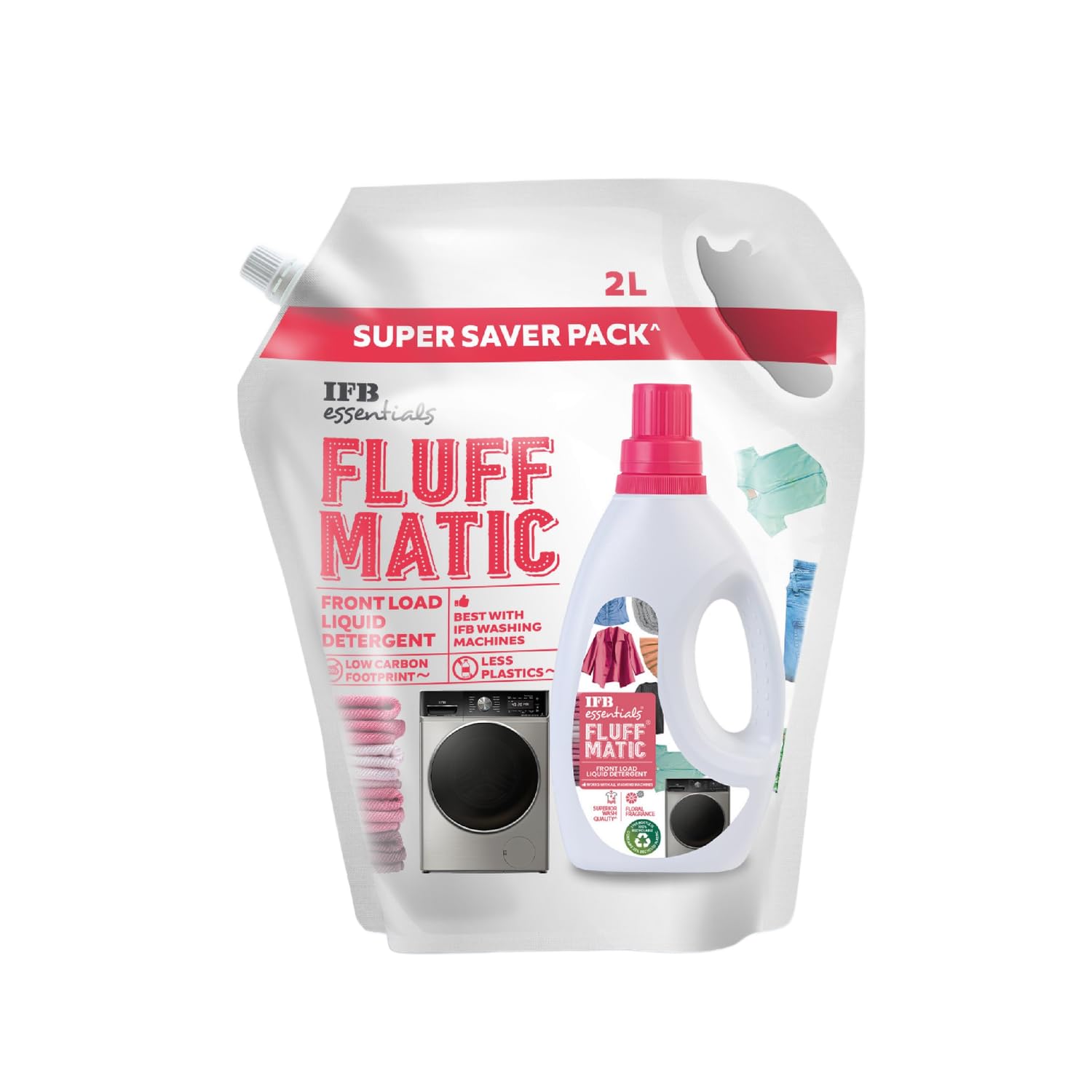 IFB Essentials Fluff Front Load Fabric Liquid Detergent 2L Refill Pack-image-34